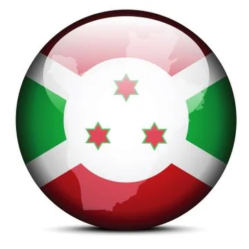 Map on flag button of Republic of Burundi 스톡 일러스트