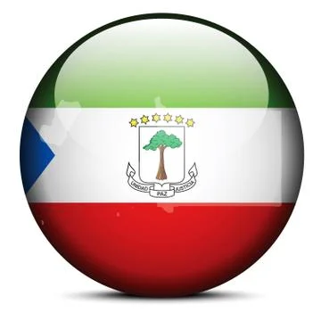 Map on flag button of Republic of Equatorial Guinea Stock Illustration