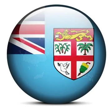 Map on flag button of Republic of Fiji Stock Illustration
