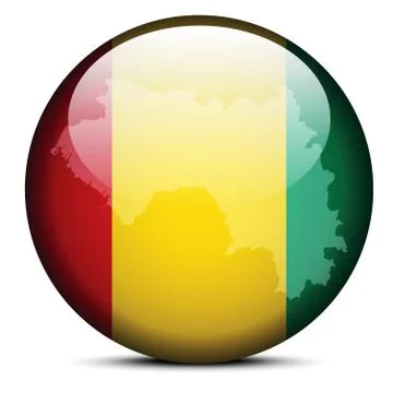 Map on flag button of Republic of Guinea Stock Illustration