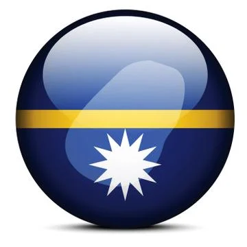 Map on flag button of Republic  Nauru 스톡 일러스트