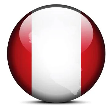Map on flag button of Republic  Peru Illustrazione stock