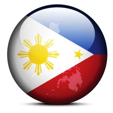 Map on flag button of Republic  the Philippines Stock Illustration
