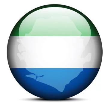 Map on flag button of Republic Sierra Leone Stock Illustration