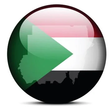 Map on flag button of Republic  the Sudan 스톡 일러스트