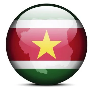 Map on flag button of Republic Suriname Stock Illustration