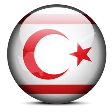 Map on flag button of Turkish Republic of North Cyprus 스톡 일러스트
