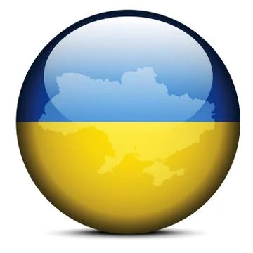 Map on flag button of Ukraine Stock Illustration