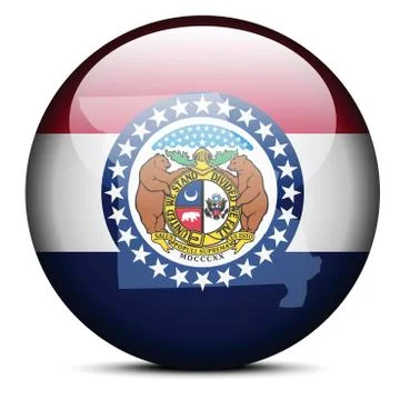 Map on flag button of USA Missouri State 스톡 일러스트