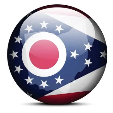 Map on flag button of USA Ohio State Stock Illustration
