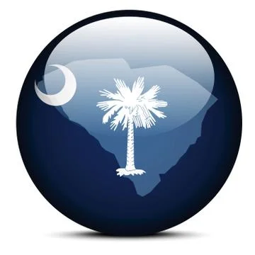 Map on flag button of USA South Carolina State Stock Illustration