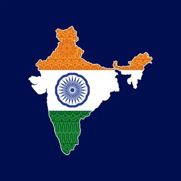 Map flag of india mandala style Stock Illustration