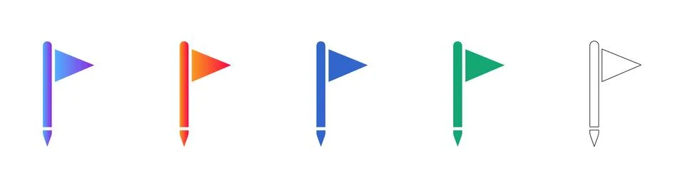 Map Flag Pin Navigation Icons Stock Illustration