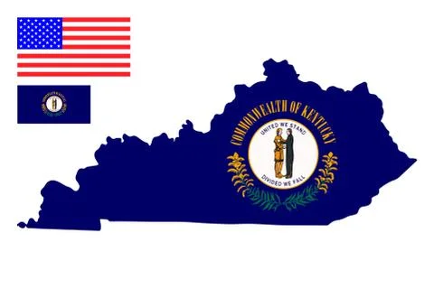 Map Flag of the U.S. state of Kentucky with American Flag.Vector illustration Stock Illustration