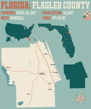 Map of Flagler County in Florida Stock Illustration