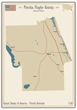 Map of Flagler County in Florida Stock Illustration