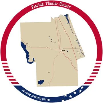 Map of Flagler County in Florida, USA arranged in a circle. Stock Illustration