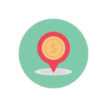 Map flat color icon Stock Illustration