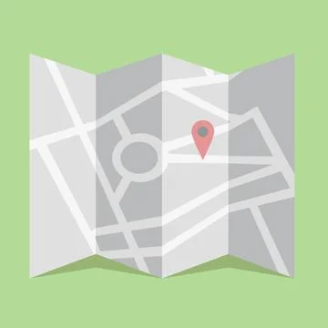 Map flat detailed retro flat style illustration of a map with pointer eps1... Stock Photos