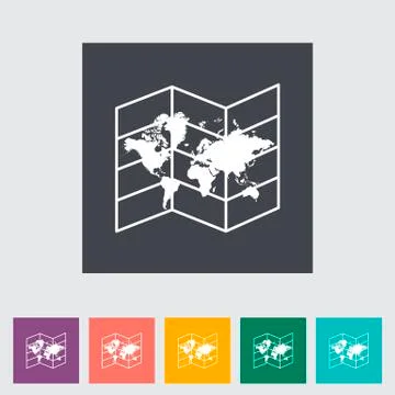 Map flat icon Illustrazione stock