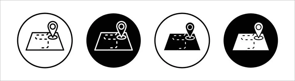 Map flat line icon set. Map Thin line illustration vector Stock Illustration