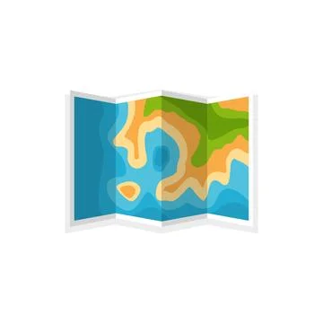 Map in a flat style. Navigation. Travel,hiking and camping. Cartographz. Route Stock Illustration