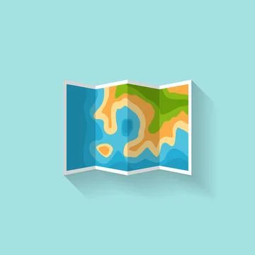 Map in a flat style. Navigation. Travel,hiking and camping. Cartographz. Route イラスト素材