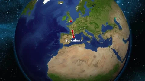Map flight animation Barcelona to London Stock Footage 255986246