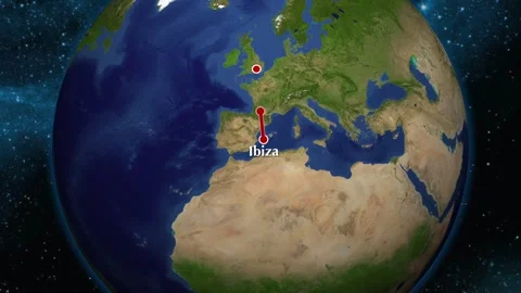 Map flight animation Ibiza to london Stock Footage 255986245