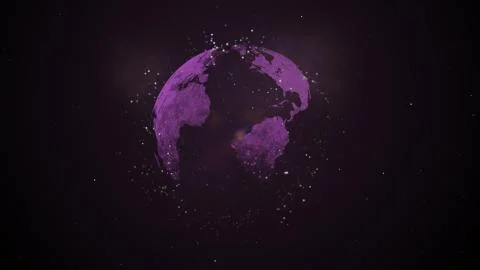 Map of flight routes airplanes network over our planet on space background. Ilustração Stock