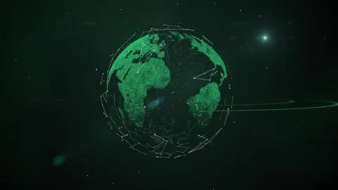 Map of flight routes airplanes network over our planet on space background. Ilustração Stock