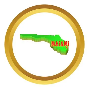 Map of Florida with Miami vector icon Illustrazione stock