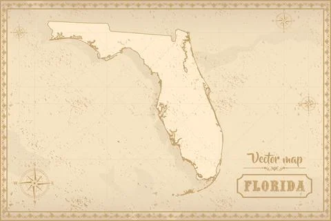Map of Florida in the old style Stock Illustration