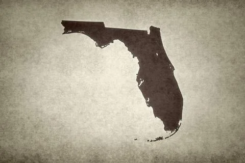 Map of Florida printed on an old paper Stock Illustration