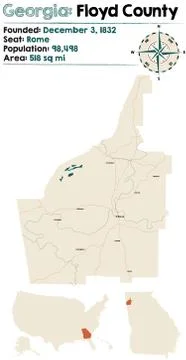 Map of Floyd County in Georgia Stock Illustration