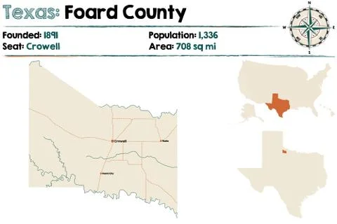 Map of Foard county in Texas Stock Illustration