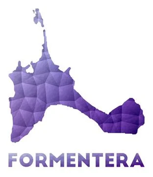 Map of Formentera. Low poly illustration of the island. Purple geometric de.. 스톡 일러스트