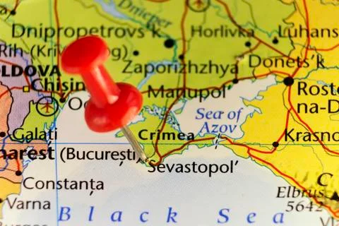 Map of former Ukraine territory Crimea, now Russia territory Stock Photos