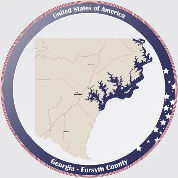 Map of Forsyth County in Georgia Stock Illustration