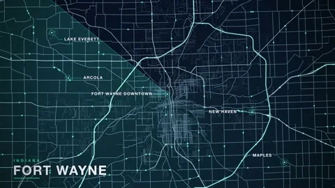 Map of Fort Wayne Stockbeeldmateriaal 340889858