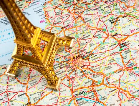 Map of france with eiffel tower Foto stock