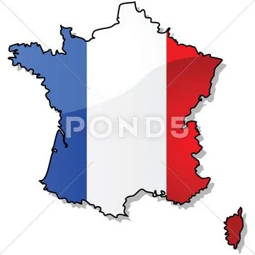 Map of france with flag Stock Illustration