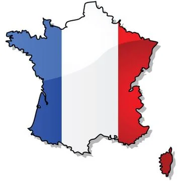 Map of france with flag Stock Illustration