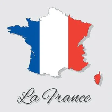 Map of France with flag. Isolated 3D isometric country concept Stock Illustration