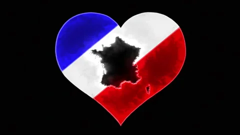 Map of France inside a animated beating heart with French flag.Love France Stock Footage 146810184