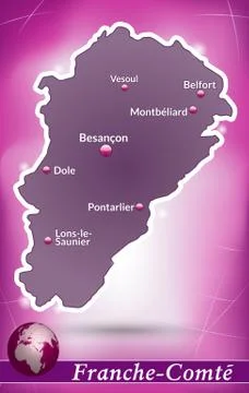 Map of franche-comte with abstract background in violet Ilustración de archivo