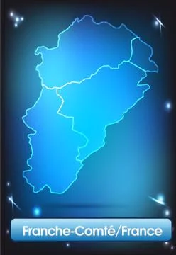 Map of franche-comte with borders with bright colors Stock Illustration