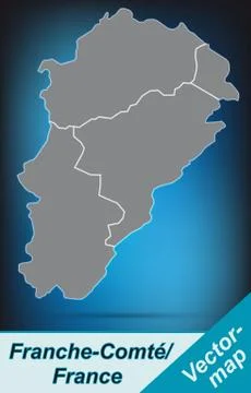 Map of franche-comte with borders in bright gray Ilustración de archivo