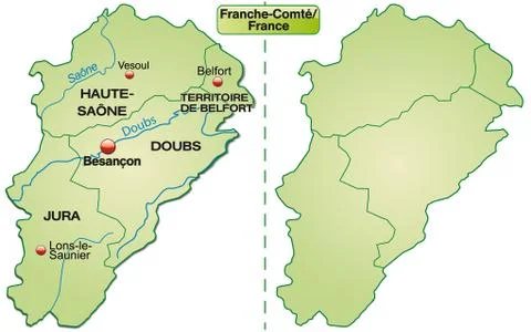 Map of franche-comte with borders in pastel green Stockillustratie