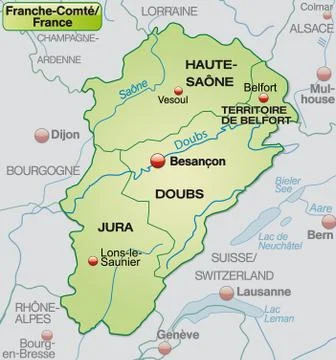 Map of franche-comte with borders in pastel green Stockillustratie